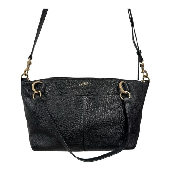 VINCE CAMUTO RAYA SATCHEL HANDBAG PURSE Black Leather - Picture 8 of 10